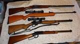 Marlin 336RC .30-.30 Lever Action w/Scope & Sling; Harrington & Richardson 3" Mag 12 Gauge Double Barrel Shotgun; Crossman Model C1K77 .177 Air Rifle w/Scope; Ithaca Single Shot Lever Action .22; 