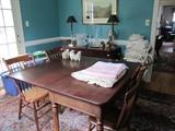 Drop Leaf Banquet Ends, Windsor Chairs, Brilliant Punch Bowl, Linens, Art, Oriental Rugs, and more
