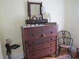 Sheraton Chest, American Victorian Dressing Mirror with Sandwich Glass style Pulls, Windsor Style Rocker, and more