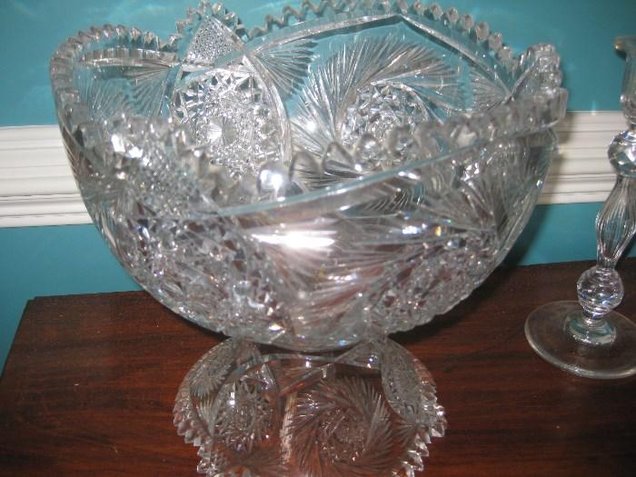American Brilliant Punch Bowl on Stand