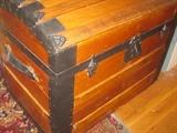Dome Top Carriage Trunk, Metal Bands and Wooden Slats, Clean interior