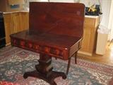 Flip-top American Mahogany Game Table and Nice Oriental Rug