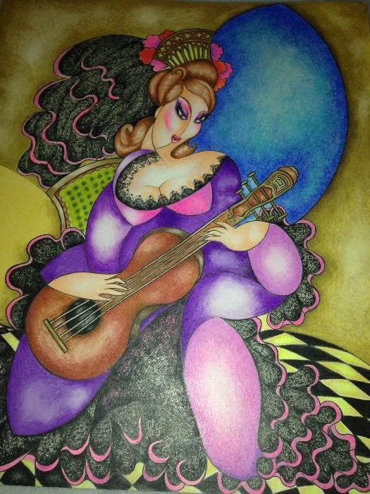 Title: "My Guitar and Me" Size 16.5" x 14.5"