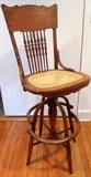 Tall oak cane seat chair