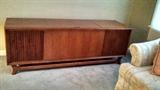 Danish Modern maple console with Packard Bell turntable. 1960's