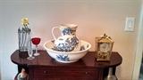 Antique Boch Freres bowl and pitcher. birds and fireflys