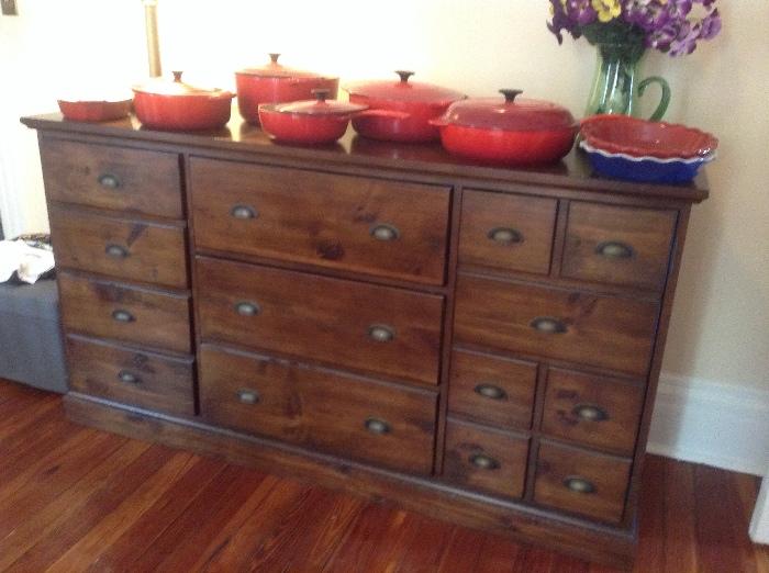Pottery barn buffet. Sides are cabinets made to look like drawers