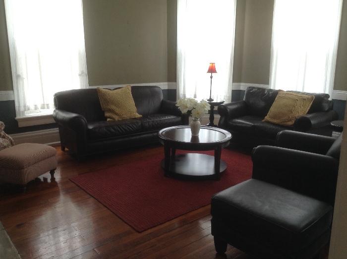 Broyhill leather sofa, chair, and ottoman. Ashley love seat