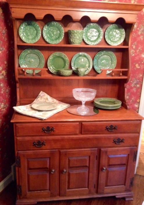 Vintage Maple Hutch with Greenware