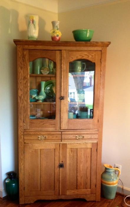 Antique Arts & Crafts Cabinet filled with Green Ware