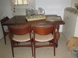 Drop leaf table; Mid-century modern set of four chairs
