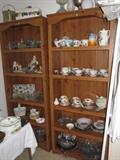 Bookcases filled with china and glasswares