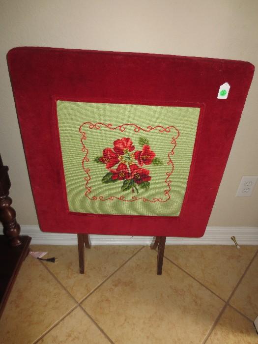 Needlepoint card table perfect for the holidays
