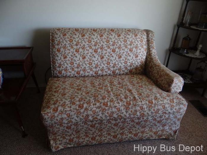 1970's 2 piece Peach Flower Sectional Couch