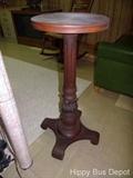 Antique Round Walnut Plant Stand
