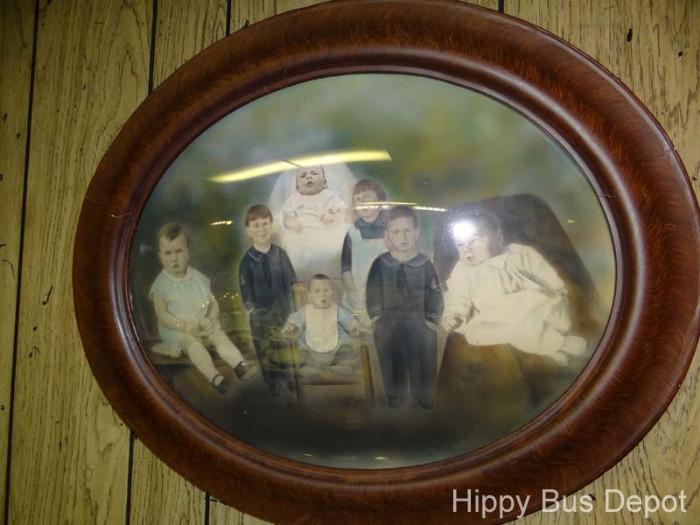 Oval Antique Convex Glass Frame with children
