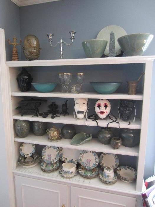 artisan pottery, candelabra, masks