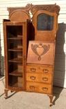 Antique American oak side by side secretary bookcase