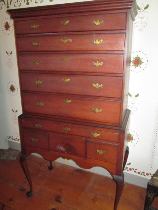 Cherry Highboy attributed to Glastonbury, CT 1740-1750