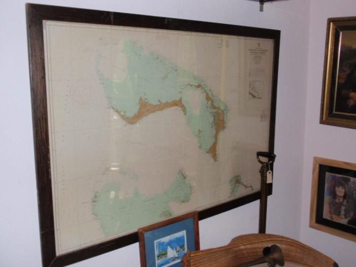 Large Framed Chart of NW & NE Providence Channels