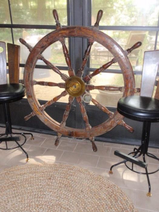 Large Ships Wheel From the "Lady Frei" The Lady Frei is a 101 year old Brigantine. 