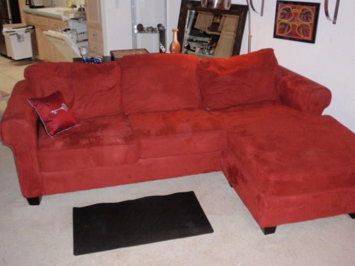 L-Shape Microfiber Red Sofa