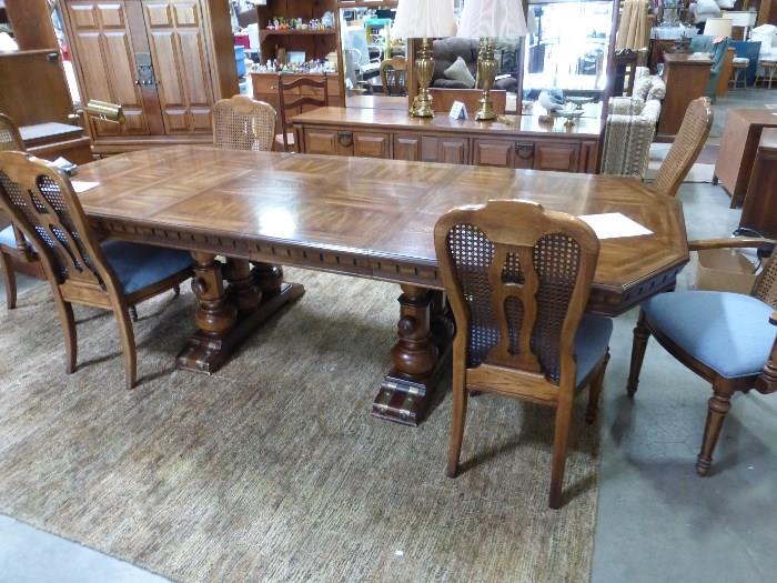 Dining table, 6 chairs, plus extra leaves on sale