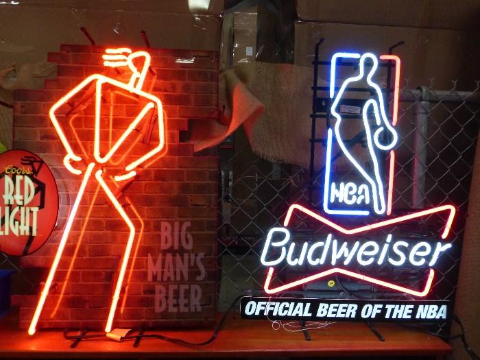 Neon signs - Red Light $60 and NBA Budwseiser $60