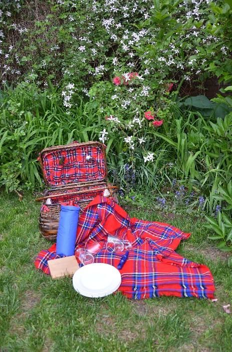 For a special picnic, tail gateing, or the Gold Cup, this is the ideal picnic basket with style. Complete set for 4. $45.00 SOLD