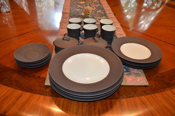 Dansk Fluted Flamstone. 2 compotes, 4 salad and dinner plates. 6 cups and saucers. Hardly used. A young couple's collection then stored away. Must be sold as entire set! Over $700 value - $400
