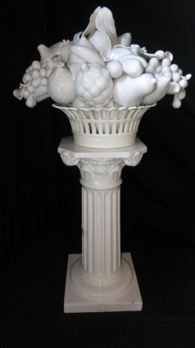 20th c White Italian Pedestal with Fruit Compote 