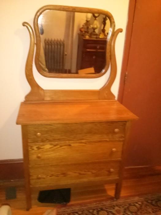 Oak Vintage Dresser and Mirror
