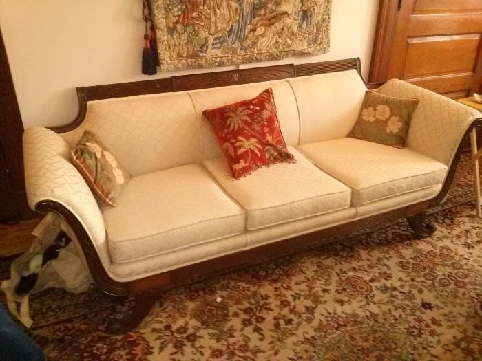 Victorian Damask Covered Sofa