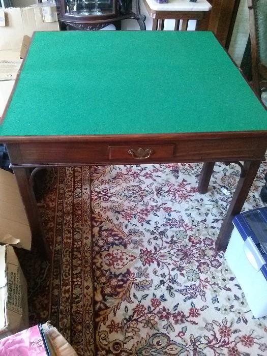 18th Century Chippendale Pembroke Card Table, folding Top, New Felt inner surface,