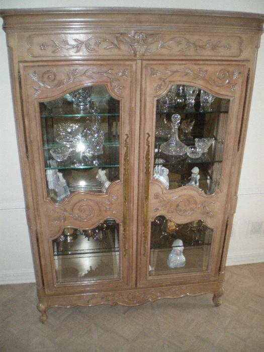 french LOUIS XV carved lighted CURIO CABINET