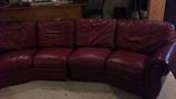 Burgundy Leather Theatre Seating Sectional Sofa