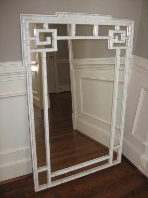 white faux bamboo mirror