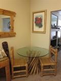 THIS SET $200---AMAZING!!!!This dinette has a unique bamboo base, and 4 chairs, will make a great breakfast nook or patio dining