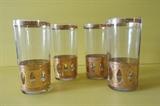 Set of 8 Antique Gold Etched Glasses