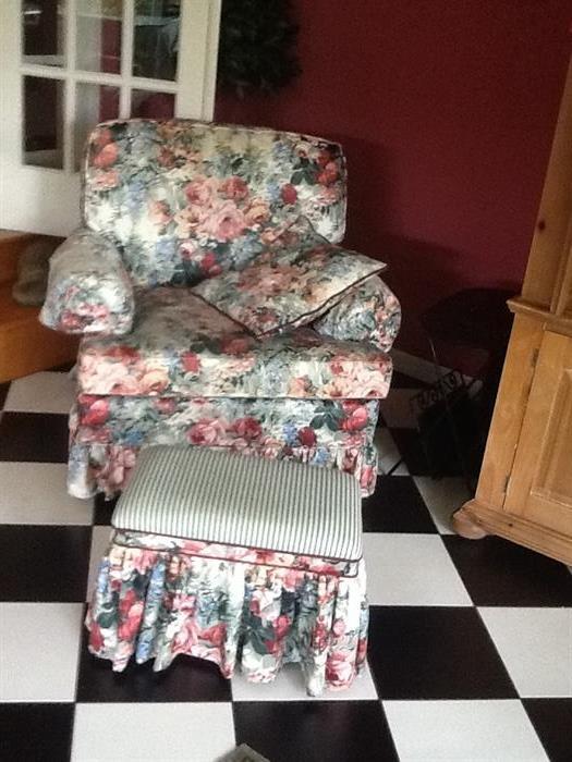swivel chair and ottoman