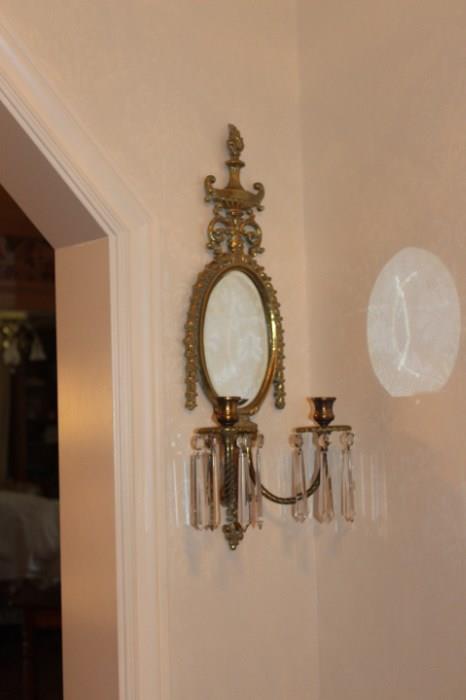 Pair of Sconces with Crystals.