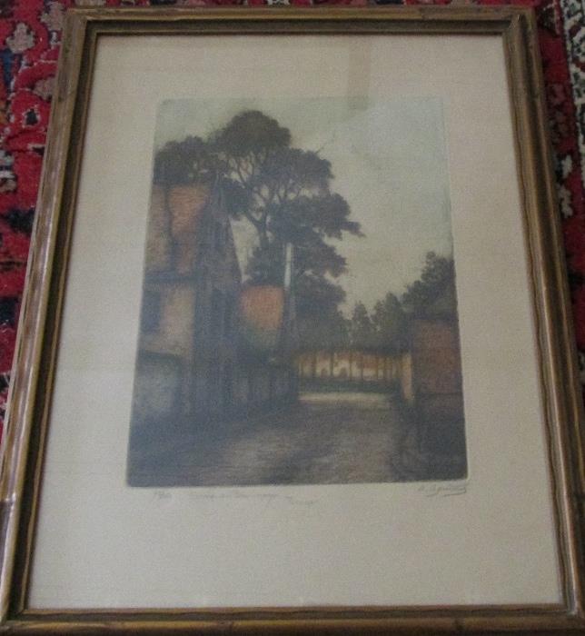 an original etching in color by a. Geudens artist proof #72 of 350