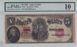 Certified U.S. 1907 $5 large size “woodchopper” red seal legal tender banknote authenticated & graded VERY GOOD 10 by PMG (Paper Money Guaranty)