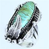 Estate Carol Felley Native American sterling silver turquoise ring: size 7, 13.5 gms gross weight