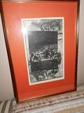 1969 Super Bowl pencil etching, signed