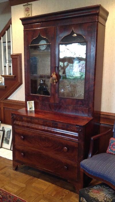 -- antique desk/hutch ... Complete with ink well cubbies