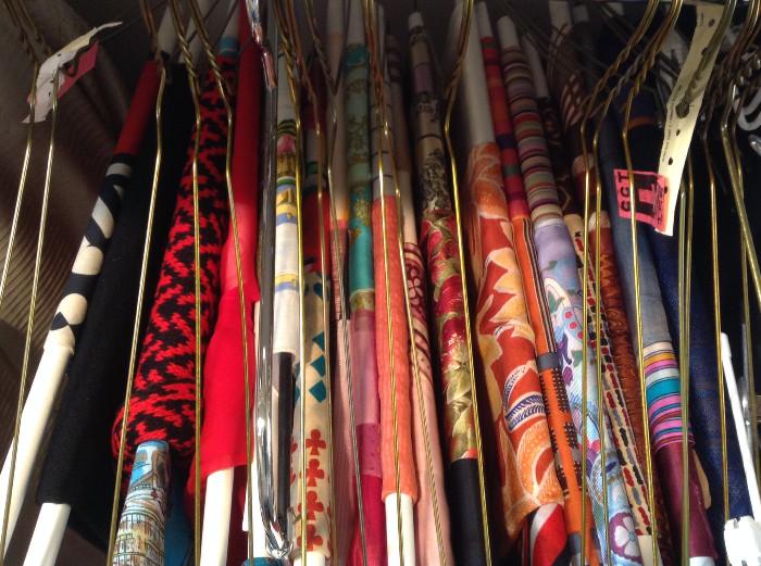 Fabulous selection of beautiful Crayola-rainbow dry-cleaned scarves