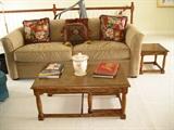 Braxton Culler sofa, oak nesting tables