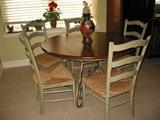 country french - kitchen - dining set with 6 rush seats