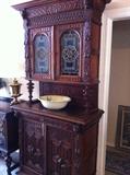 exceptional antique cabinet with stained glass doors